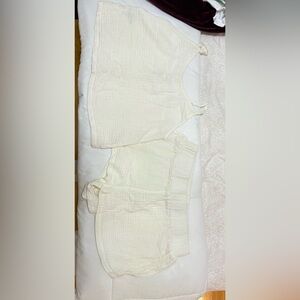 Cream Textured Tank and Shorts Pajamas Set